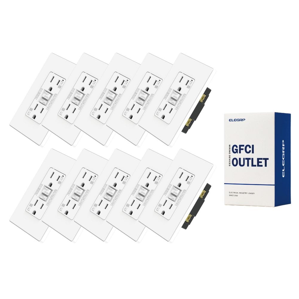 15 AMP 125V Duplex Tamper Resistant Weather Resistant Self-Test GFCI Outlet w/Screwless Wall Plat UL Listed WH (10-Pack) price history on PriceWatchPro