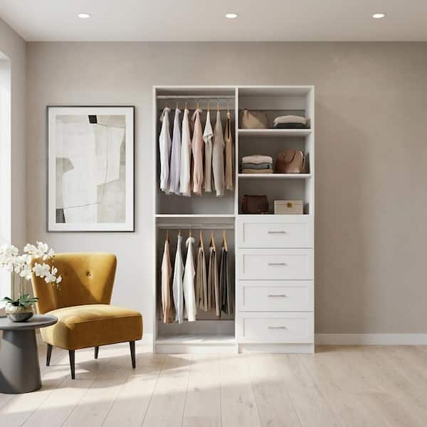 MODULAR CLOSETS Alto 42.75 in. W White Shaker Double Hang and 4