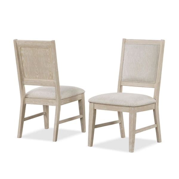 Billa Light Oak and Beige Fabric Upholstered Dining Chairs (Set of 2)