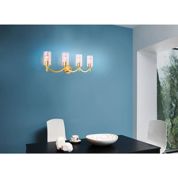 Devora 3-Light Antique Gold and Clear Glass Bath Light Devora 3-Light Antique Gold and Clear Glass Bath Light