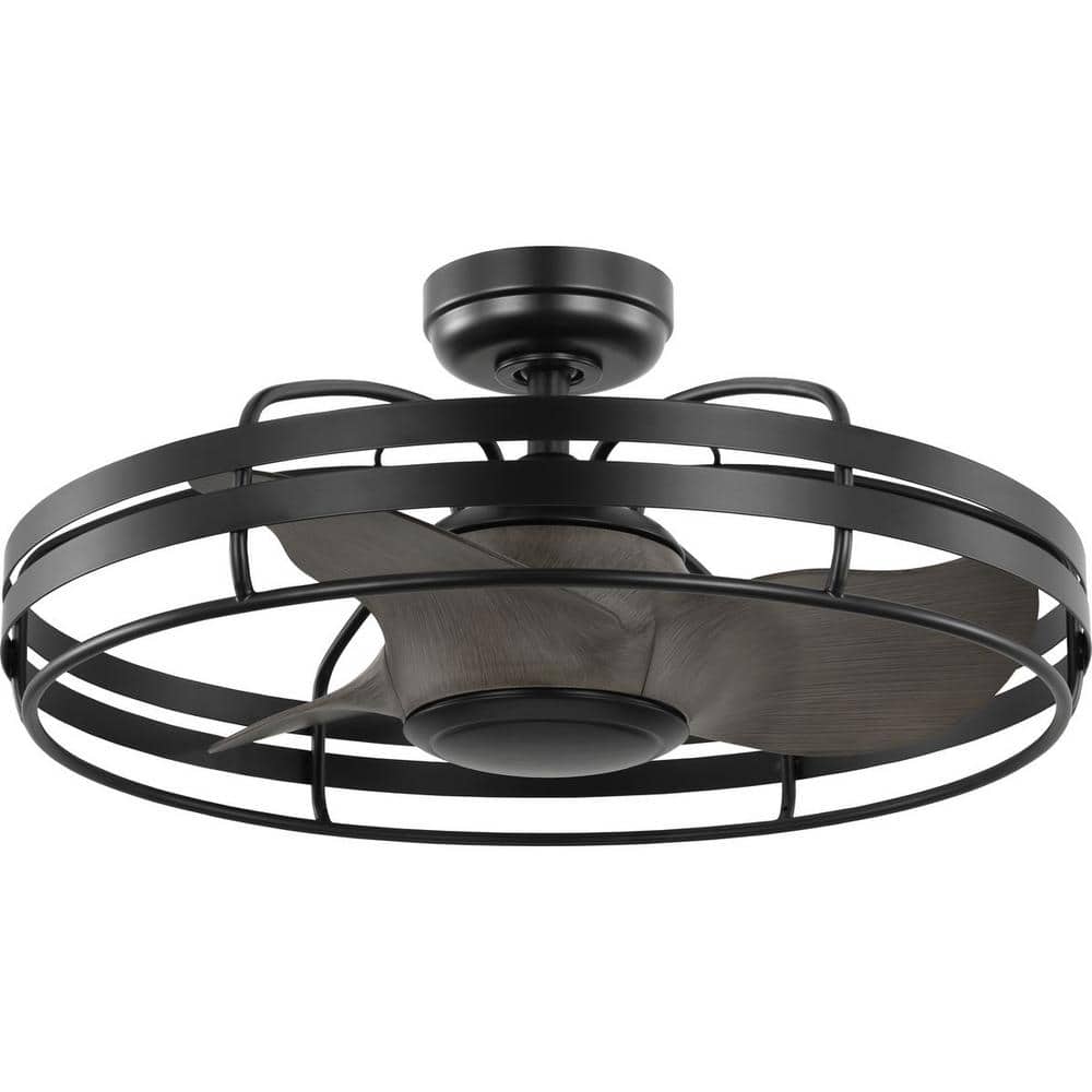 Matte Black 26" Industrial Chandelier Ceiling Fan with Remote