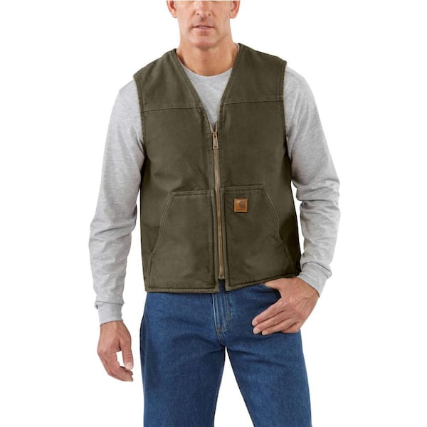 Carhartt Men's Extra Large Moss Cotton Rugged Vest Sherpa-Lined Sandstone