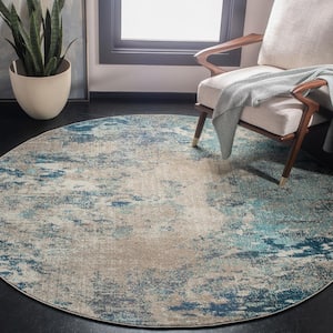 Madison Blue/Gray 4 ft. x 4 ft. Abstract Gradient Round Area Rug