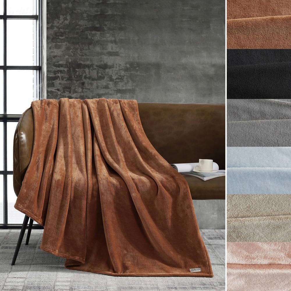 Kenneth Cole Ginger Orange Full Plush Fleece Blanket