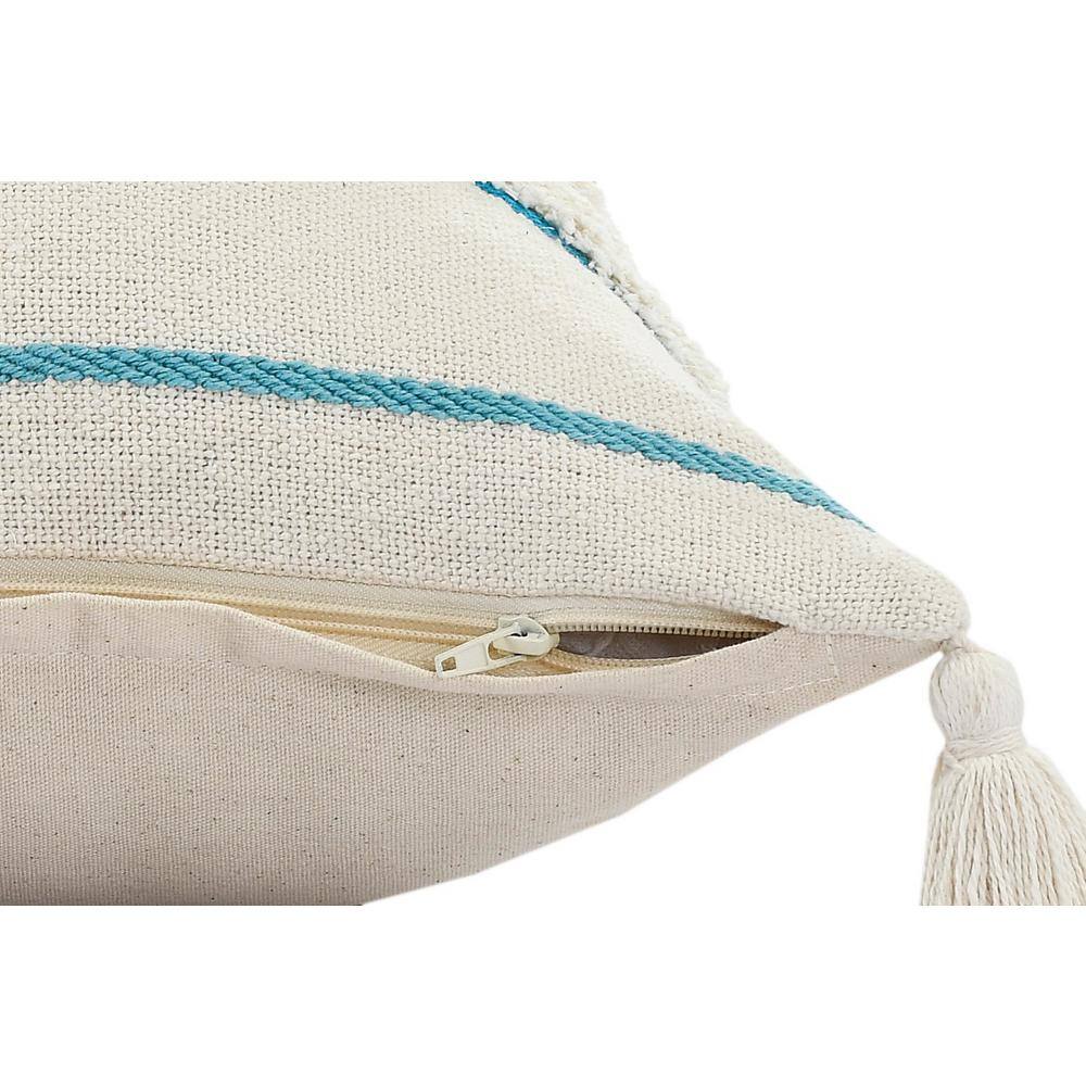 Coastal Blue and White Striped Cotton Throw Pillow Set