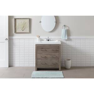 Woodbrook 31 in. W x 19 in. D Bath Vanity in White Washed Oak with Cultured Marble Vanity Top in White with White Sink