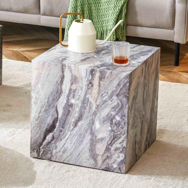 Polibi Modern 15.7 in. Gray Square Wood Coffee Table
