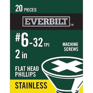 #6-32 x 2 in. Phillips Flat Head Stainless Steel Machine Screw (20-Pack)