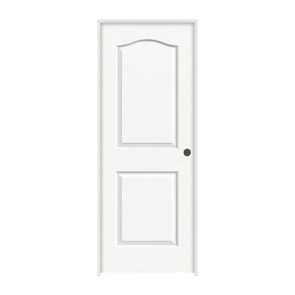 JELD-WEN 24 in. x 80 in. Camden White Painted Left-Hand Textured Solid Core Molded Composite MDF Single Prehung Interior Door