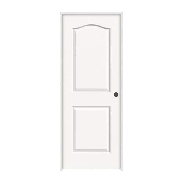 JELD-WEN 28 in. x 80 in. Camden White Painted Left-Hand Textured Solid Core Molded Composite MDF Single Prehung Interior Door
