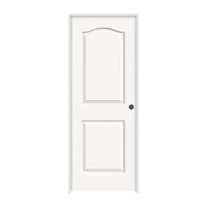 30 in. x 80 in. Camden White Painted Left-Hand Textured Solid Core Molded Composite MDF Single Prehung Interior Door