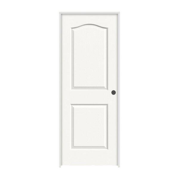 JELD-WEN 36 in. x 80 in. Camden White Painted Left-Hand Textured Solid Core Molded Composite MDF Single Prehung Interior Door