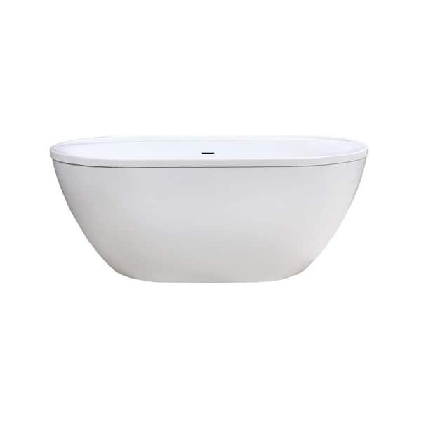 Essence 60 in. x 34 in. Freestanding Acrylic Soaking Bathtub with Center Drain in Chrome