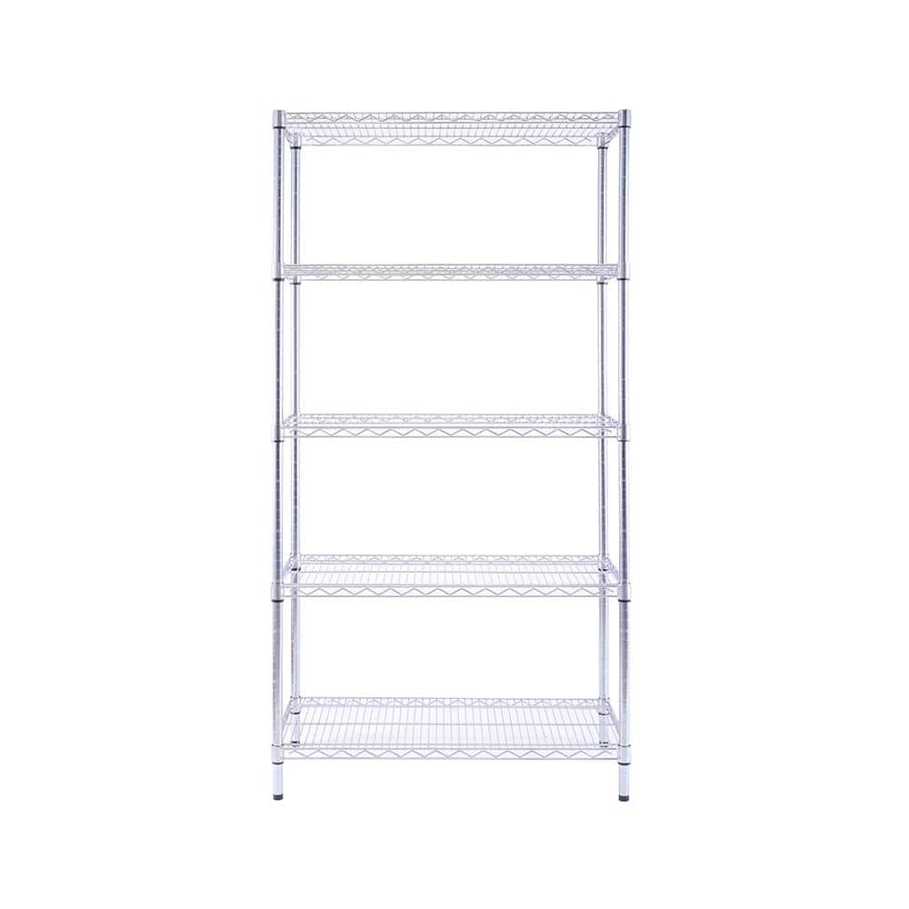 mzg 5 Tier Commercial Chrome Shelving Unit 18 in. x 36 in. x 72 in., Grey -  U4590180OIBH513