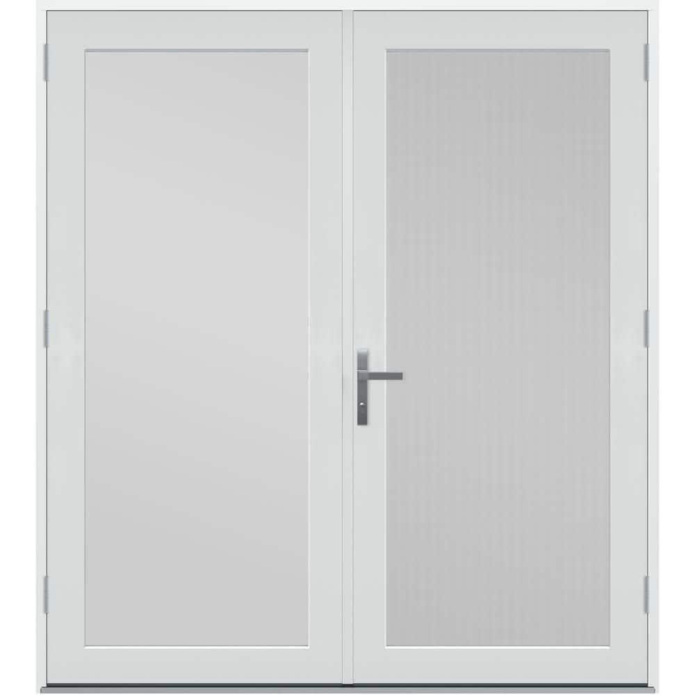 72in. x80 in. F4500 Left-Hand/Outswing Primed Fiberglass French Patio Door w/Low-E Impact Glass,Nickel-Handle and Screen price history on PriceWatchPro