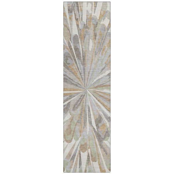 Chantille Machine Washable Indoor/Outdoor Abstract ACN2838 Ivory 2 ft. x 7 ft. Runner Rug