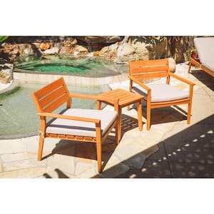 Byron 3-Piece Killarney Ash Hardwood Patio Conversation Set with Oatmeal Cushions