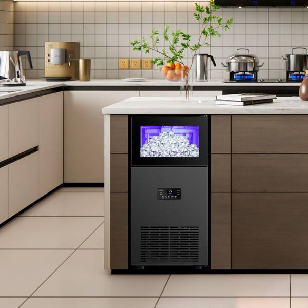 RAPSUAR 15in. 160Lbs/24H Black Stainless Steel Ice Maker in