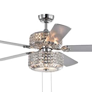 52 in. Indoor Walter Chrome Finish Pull Chain Ceiling Fan with Light Kit