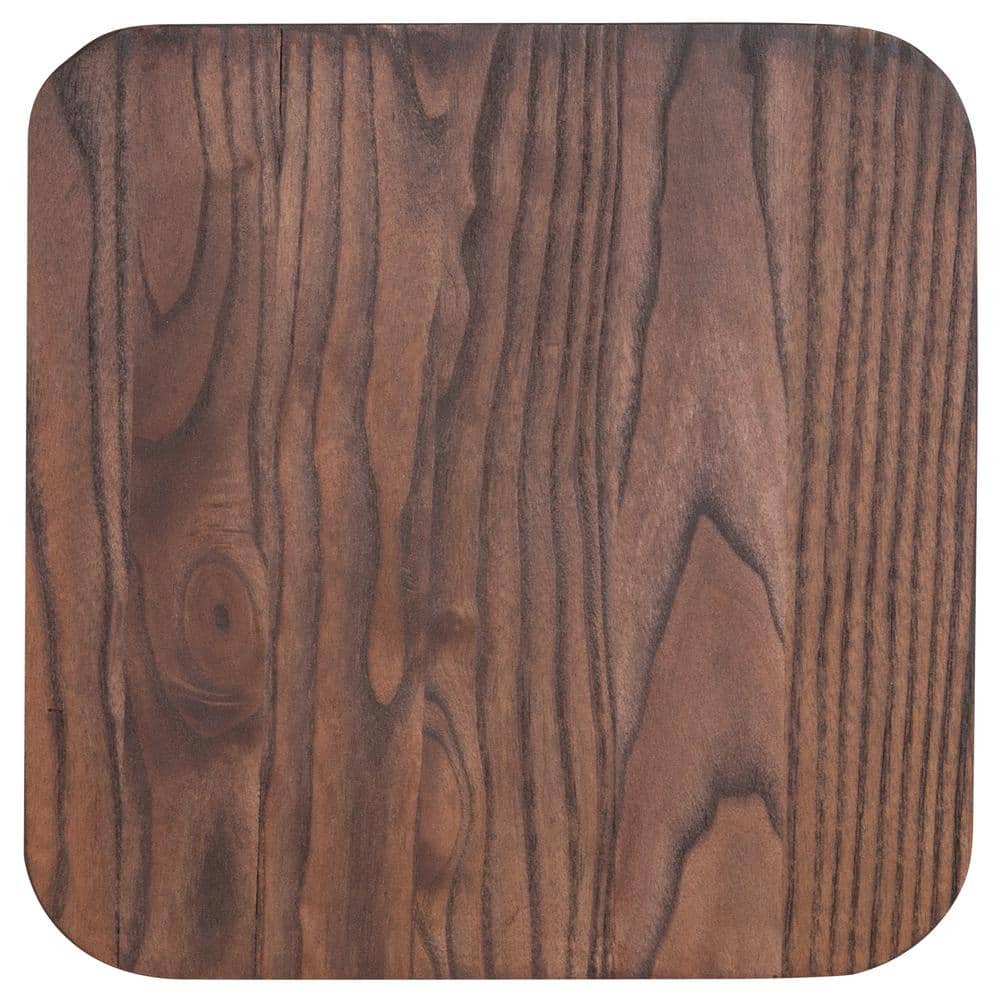 Close-up of the brown walnut elm wood seat texture.