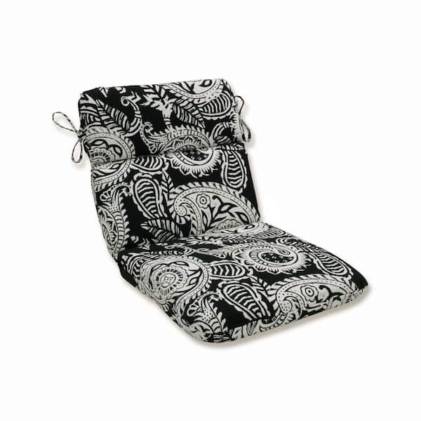 Pillow Perfect Paisley Black/Ivory Addie Rectangular Outdoor Seat Cushion