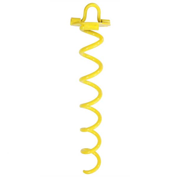 Sunnydaze 16 in. Yellow Powder-Coated Steel Spiral Anchor for Tarps and Tents