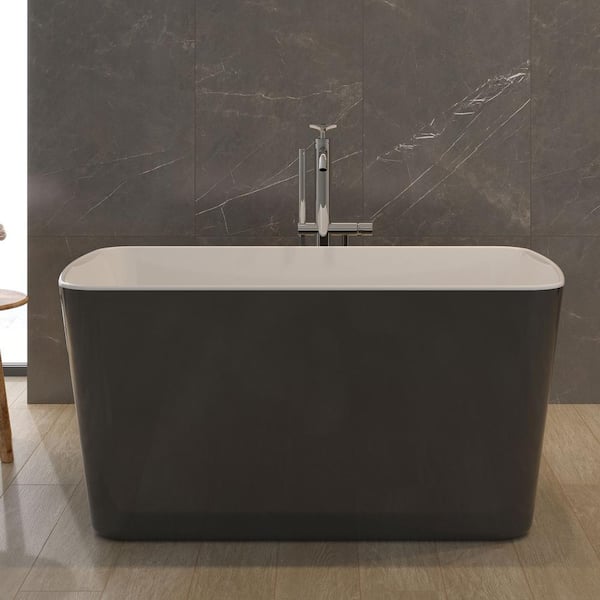 49 in. x 28 in. Soaking Tub Acrylic Freestanding Soaking Bathtub Square-Shape in Gloss Black Outside