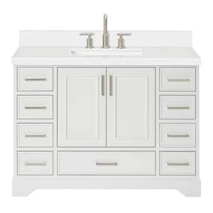 Stafford 49 in. W x 22 in. D x 36 in. H Single Sink Freestanding Bath Vanity in White with Pure White Quartz Top