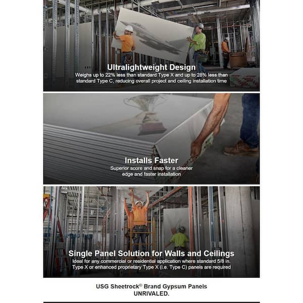 USG Sheetrock Brand - 5/8 in. x 4 ft. x 8 ft. EcoSmart Firecode X Drywall