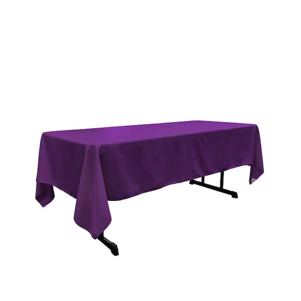 LA Linen Polyester Poplin 60 in. x 126 in. Purple Rectangular Tablecloth
