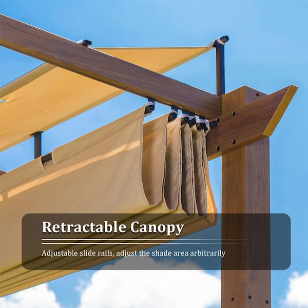 BANSA ROSE 9 ft. x 13 ft. Wood-Looking Aluminum Frame Retractable