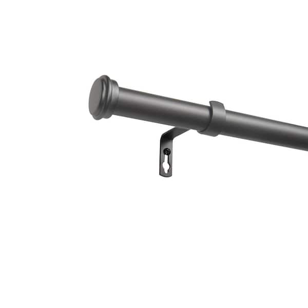 EXCLUSIVE HOME 66 in. to 120 in. Topper Adjustable Length 1 in. Dia. Single Curtain Rod Kit in Gunmetal