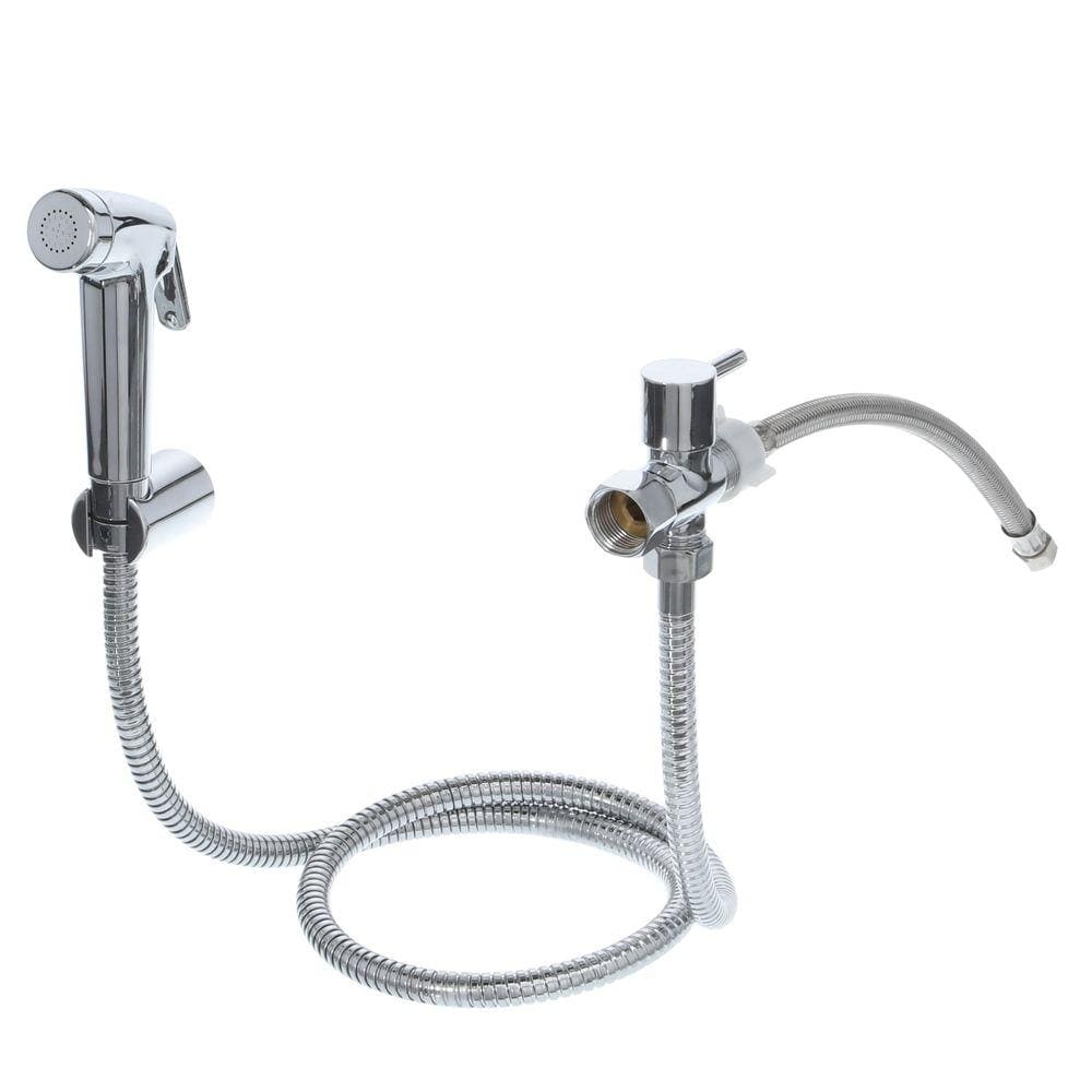 Chrome Handheld Bidet Sprayer with Brass Valve and Steel Supply Line
