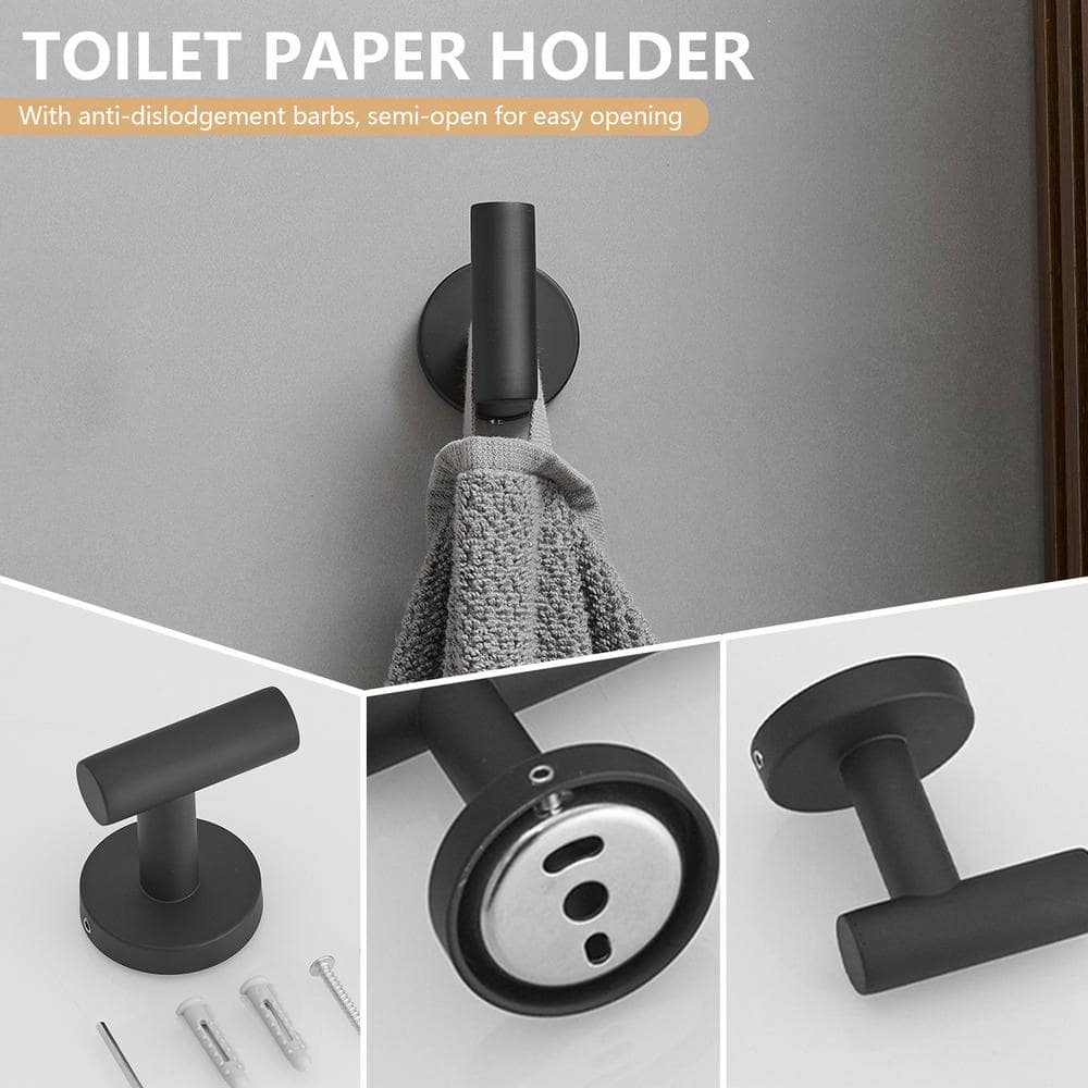 Matte Black Stainless Steel 3-Piece Bathroom Hardware Set