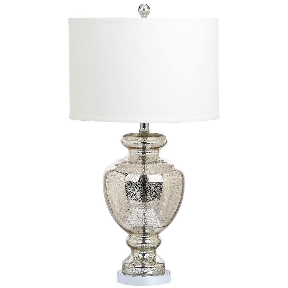 Morocco 28" Silver Ivory Glass Table Lamp with Cotton Shade