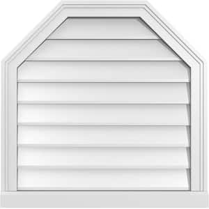 26" x 26" Octagonal Top Surface Mount PVC Gable Vent: Non-Functional with Brickmould Sill Frame