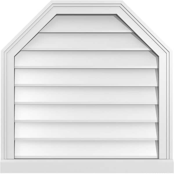 Ekena Millwork 26" x 26" Octagonal Top Surface Mount PVC Gable Vent: Non-Functional with Brickmould Sill Frame