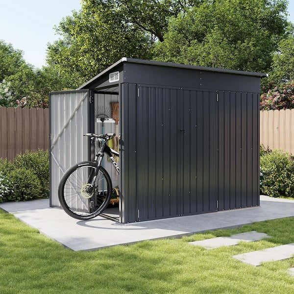 8 ft. W x 4 ft. D Storage Metal Shed with Floor, Triple Lockable Doors, and Vents (32 sq. ft. )