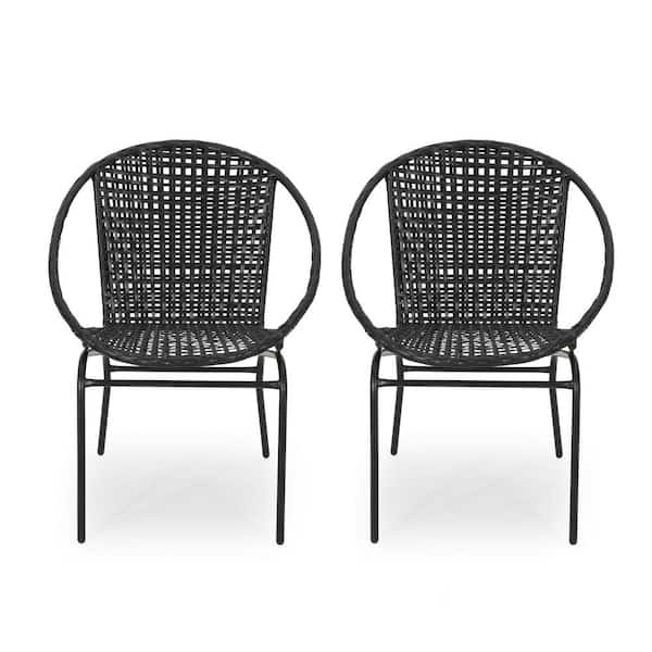 Java Black Metal Outdoor Patio Lounge Chair (2-Pack)