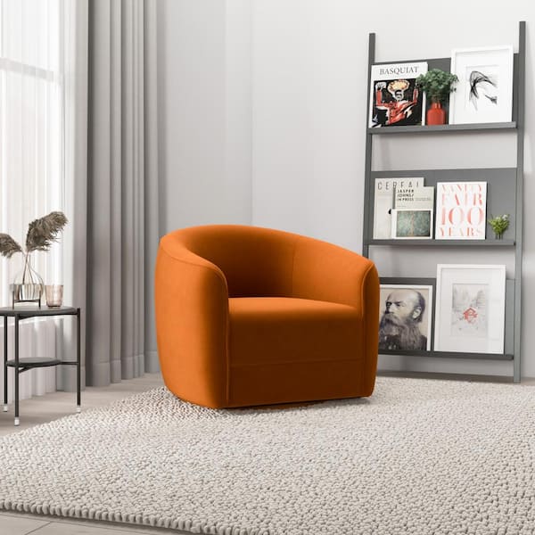 Polibi Mid-Century Modern Orange Velvet Accent Chair with Solid Wood and Thick  Seat Cushion RS-OMGVAC-O - The Home Depot