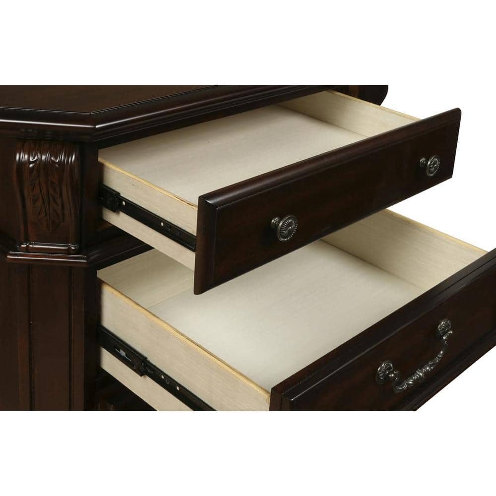 Emilie Tudor Brown Solid Wood Traditional 3-Drawer Nightstand