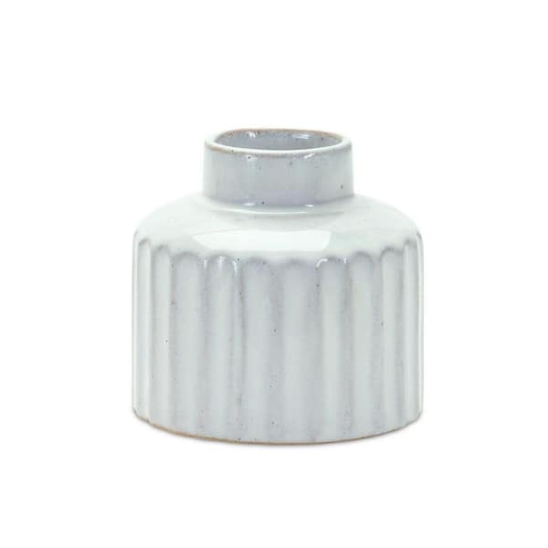HomeRoots 5.25 in. White Porcelain Round Decorative Vase