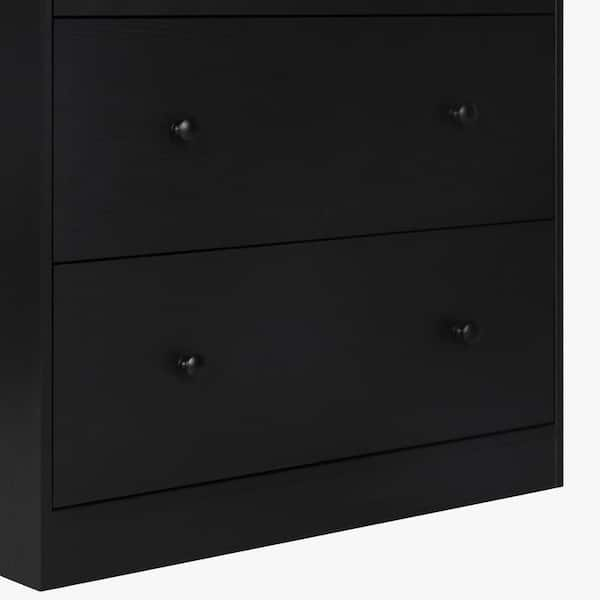 VEIKOUS Oversized 5-Drawer Black Chest of Drawers Dresser with 2