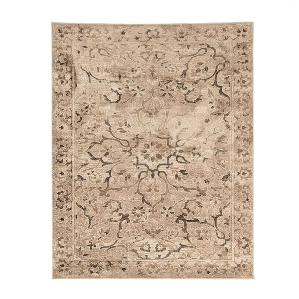 SUPERIOR Caine Bronze 8 ft. x 10 ft. Moden Distressed Floral Microfiber ...