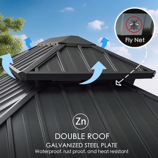 KOZYARD Alexander 12 ft. x 16 ft. Aluminum Gray Hardtop
