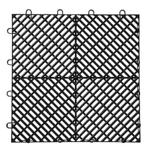 Interlocking Drainage Mat Floor Tiles Rubber Interlocking Gym Flooring Tiles 12 x 12 x 0.5 in. (55 Pcs, 55 sq ft Black)