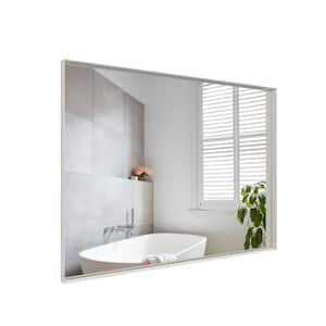 40 in. W x 30 in. H White Rectangular Aluminum Framed Beveled Edge Horizontal and Vertical Wall Bathroom Vanity Mirror