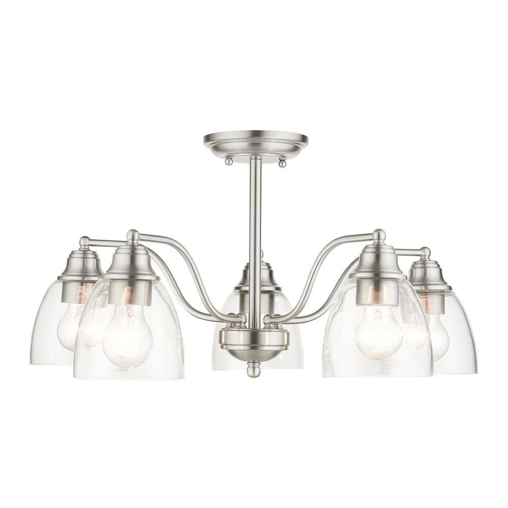 Montgomery Brushed Nickel 5-Light Chandelier with Hand-Blown Glass