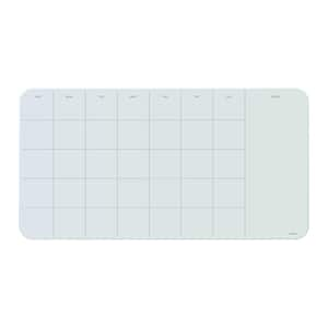 23 in. x 12 in. Frosted White Magnetic Cubical Glass Dry Erase Calendar Memo Board, Frameless