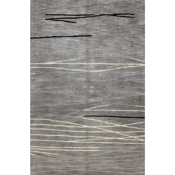 BASHIAN Greenwich Grey 6 ft. x 6 ft. Abstract Contemporary Area Rug